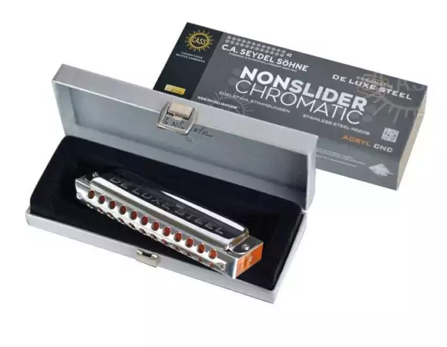 C.A. Seydel Nonslider Chromatic De Luxe Steel C Mundharmonika Chromatisch Silber