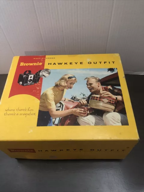Vintage Kodak Brownie Hawkeye Outfit Original Box Flash Model Camera Accessories