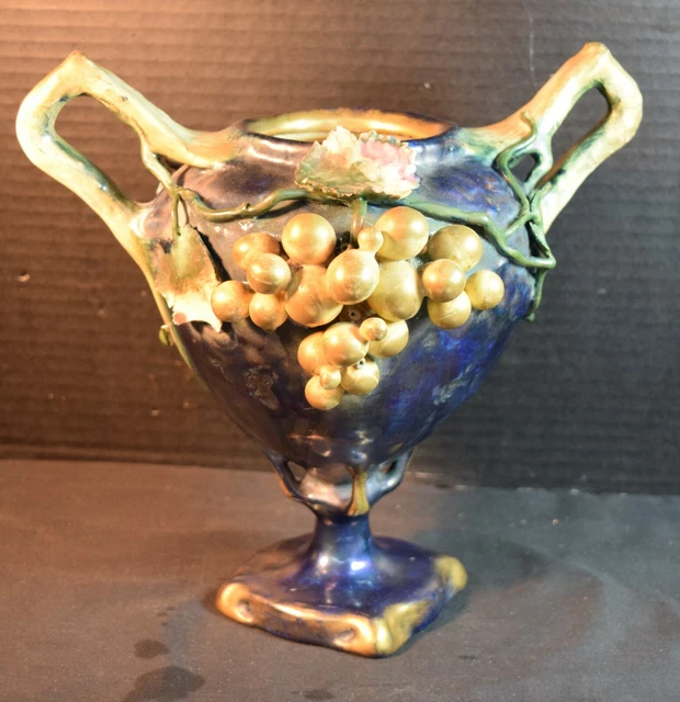 ANTIQUE ART NOUVEAU Amphora Iridescent Luster Glazed Vase Teplitz Turin