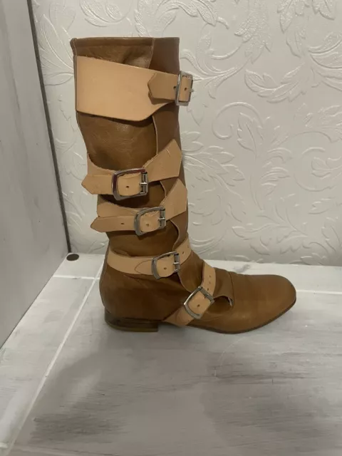 WOMEN S TAN VIVIENNE Westwood Leather Sz 38 Uk 5 Strap Pirate