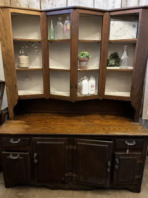 Antique Primitive Wood Kitchen Step Back Cabinet Cupboard Unique