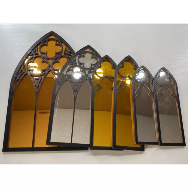 6 Pack Gothic Mirrors Wall Decor, Cathedral Arch Frame Tiny Mirror Goth Room Dec