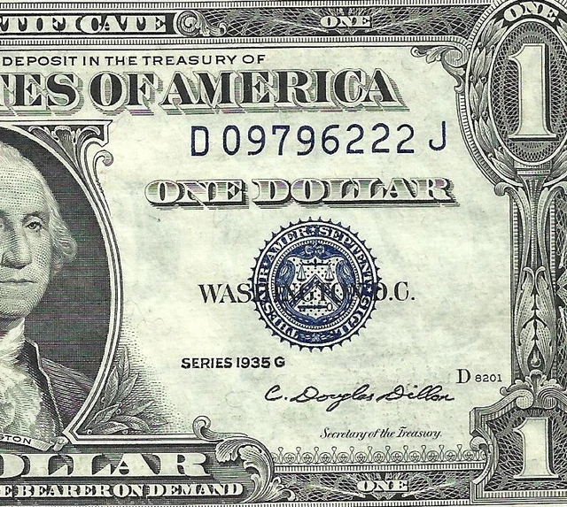 RARE 1935G $1 BLUE Seal SILVER Certificate! CRISP AU! Old US Paper Money!