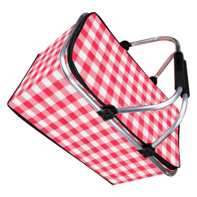 (Regular Version)Picnic Basket Check Pattern Waterproof Portable Storage Basket