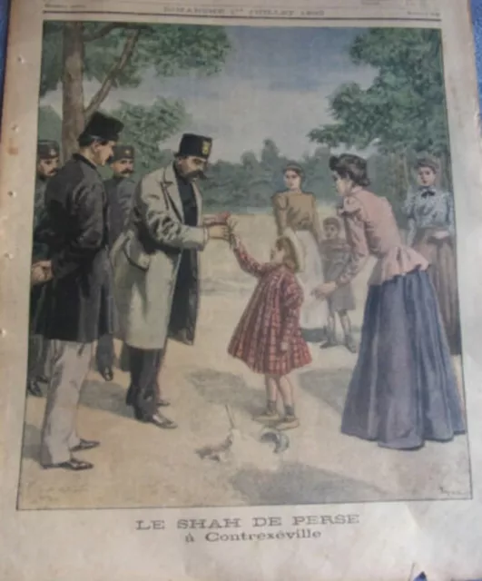 1900 Wood Engraving Pulse Du Petit Newspaper Le Shah De Persse A Contraxeville