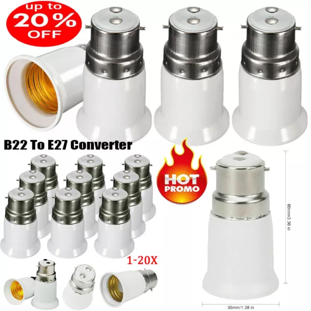 20x BC B22 A ES E27 adattatore baionetta Edison supporto convertitore lampadina a vite #