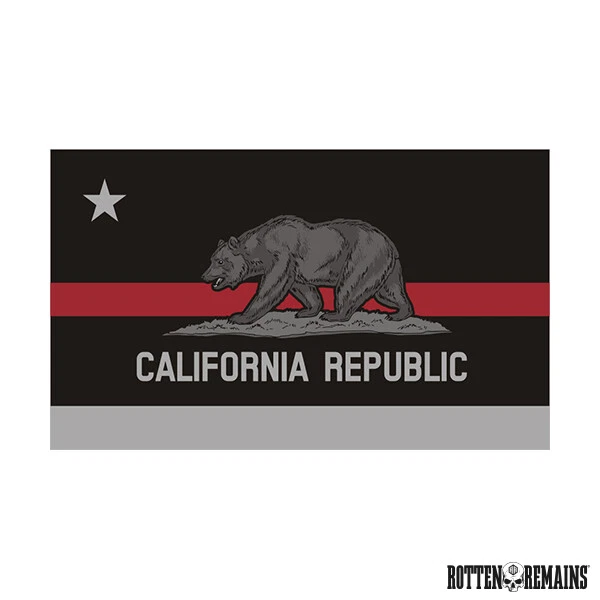 California State Subdued Flag Decal CA Thin Red Line Vinyl Sticker e7m