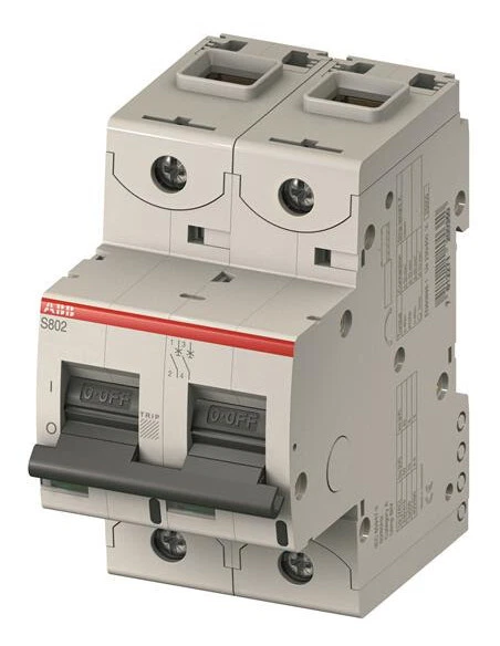 Disjoncteur S802N 2P 16A Courbe C Raccordement à vis - 36KA (3Modules) 2CCS89200