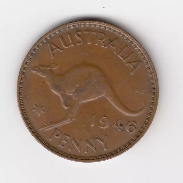 1946 Kgvi Australia Penny - Great Rare Low Mintage Key Date Coin