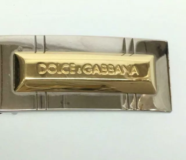 DOLCE&GABBANA Engraved Square Plate Buckle Belt Silver Gray Waist 27 - 31 in 3