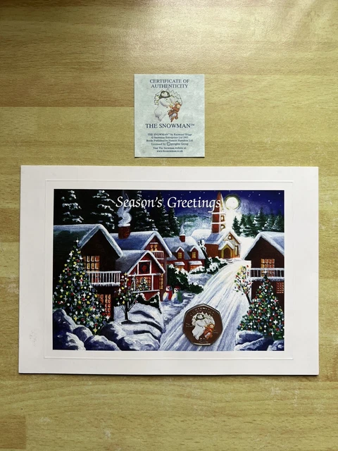 2003 Snowman + James Carded 50p ✨ Isle of Man Christmas Colour Coin ✨ COA ✨
