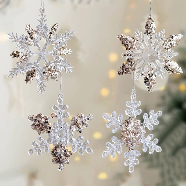 Christmas Tree Pendant with Sparkling Snowflake Sequins for Festive Decor