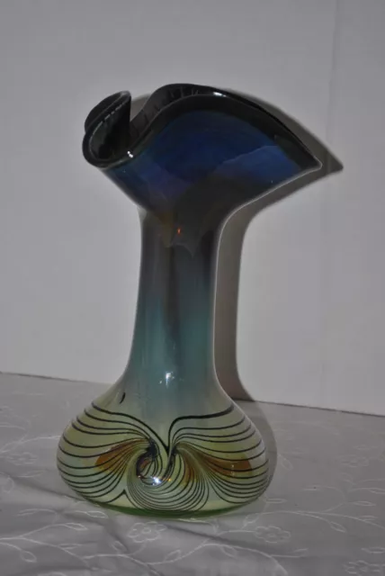 Große Erwin Eisch Glas Vase Irisierend Signiert H 28 cm Mehrfarbig TOP