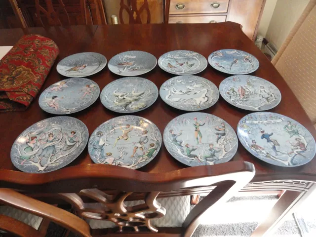 Vtg Haviland LIMOGES “TWELVE DAYS OF CHRISTMAS” PLATES Complete Set - Pristine!!