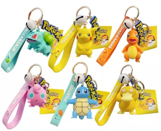 Cute Pokemon Pokémon Pikachu Squirtle Keychain Cartoon Anime 3D Keychain Keyring