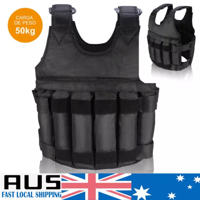 50kg Weighted Vest Adjustable Loading Weight Exercise Jacket Training Fitness AU