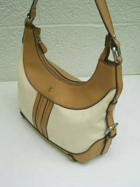 ETIENNE AIGNER LIGHT Cream Fabric with Beige Trim Roomy Shoulder