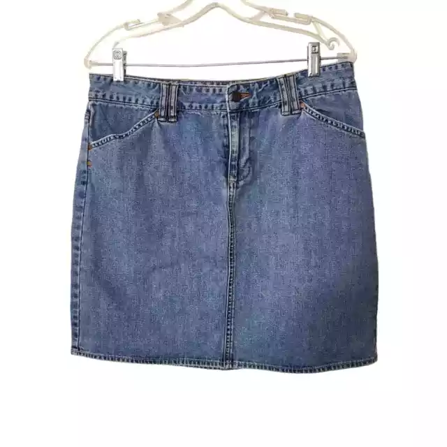 Old Navy Brand  A Line Blue Denim Low Waist Above Knee Skirt Slash Pockets 10