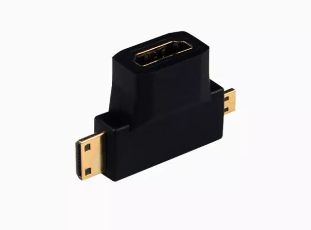 NEW Mini & Micro HDMI Male to Standard HDMI Female Adapter HDTV 4K 1080p 3D 3