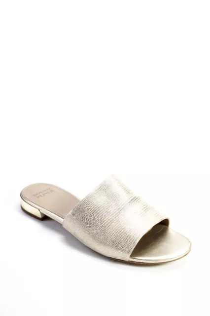 Donald J Pliner Womens Leather Metallic Open Toe Low Heel Slides Gold Size 9.5US