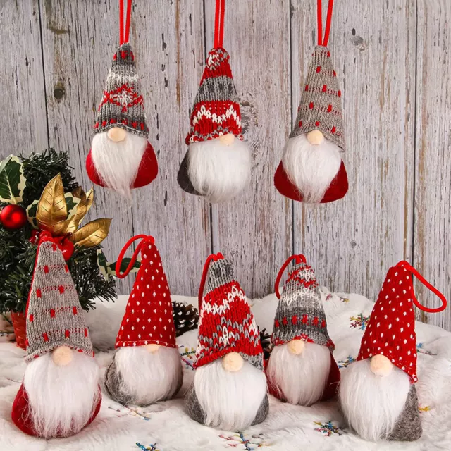 8x Christmas Tree Hanging Gnome Plush Gonk Santa Doll Pendants Xmas Decoration
