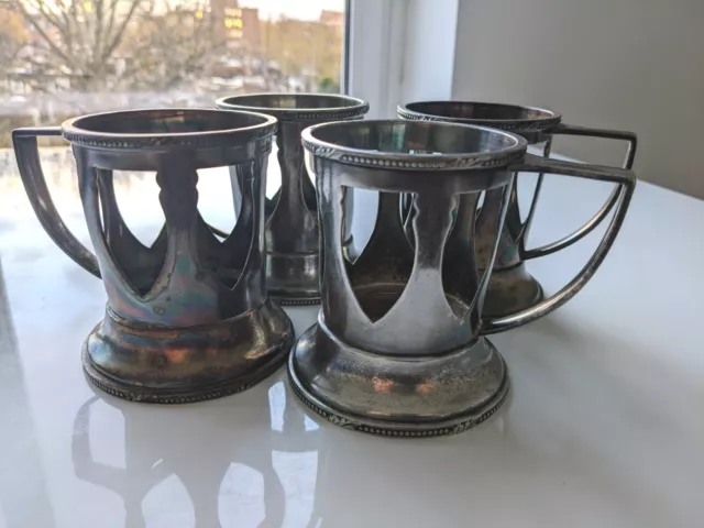 Mappin And Webb Silver Plate 4 Cup Holders. Morelli's