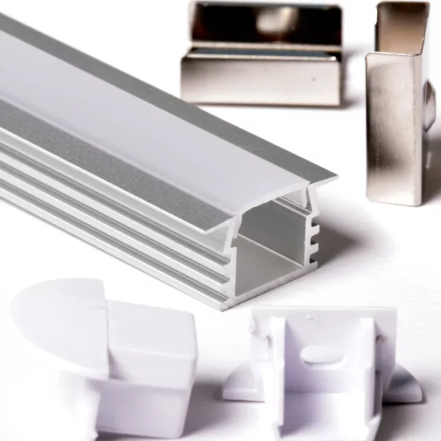 3m 3metri 2212 PROFILO ALLUMINIO DA INCASSO  STRISCE STRIP LED BARRA RIGIDA 3MT