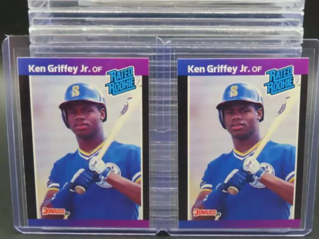 (2) Lot 1989 Donruss Ken Griffey Jr Rated Rookie RC #33 Seattle Mariners