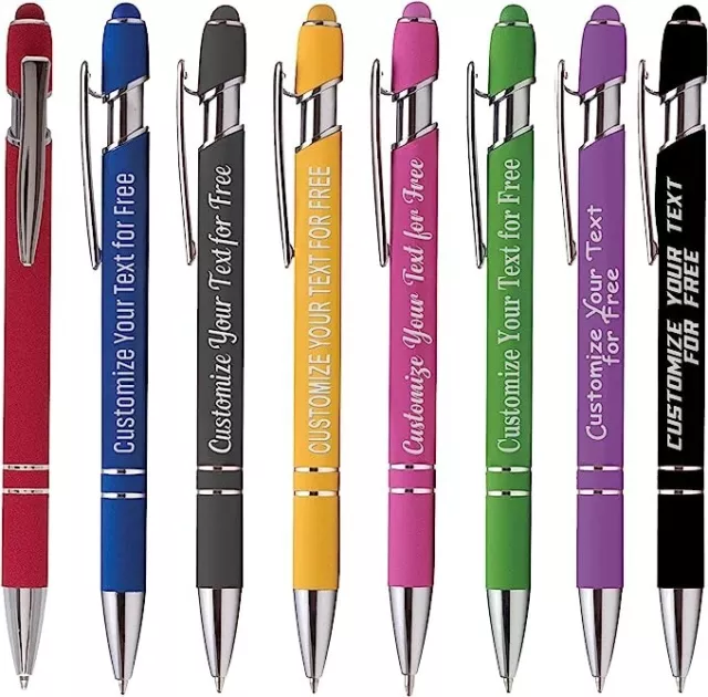 Custom Logo and Text Laser Engraved Pens with Stylus | 48 pcs Set