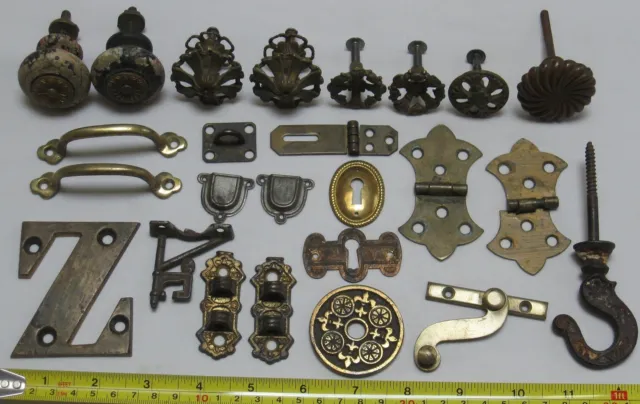Antique Door Drawer Knobs, Keyholes, Hinges,  Furniture Repair parts pieces