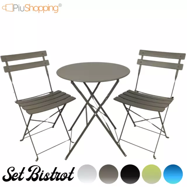 Set De Comedor Jardín Acero Con Mesa Redonda 2 Sillas Exterior Barra Balcón