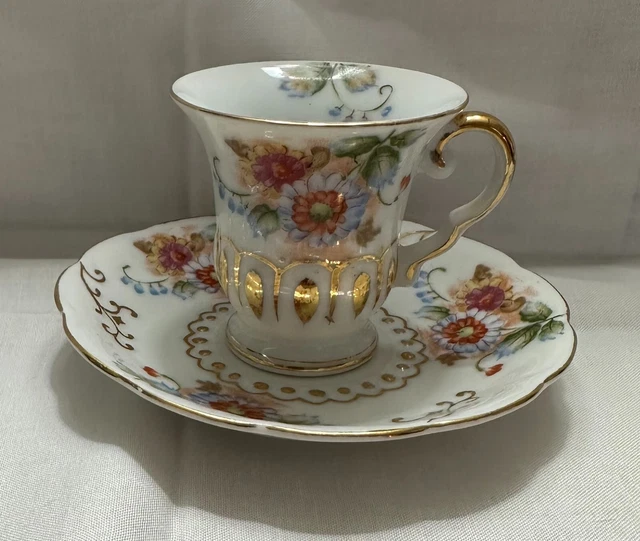 VTG. Ucagco China Demitasse Cup/Saucer Occupied Japan, Hand Painted