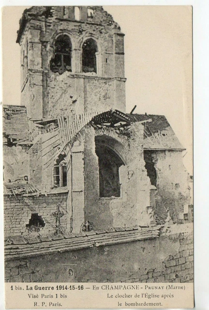 PRUNAY - Marne - CPA 51 - Guerre - Ruines de l'église aprés le bombardement