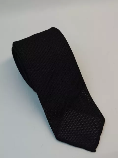 V.Altanas.100%Silk .Grenadine Hand Rolled Tie. Black. Hand Made  In London
