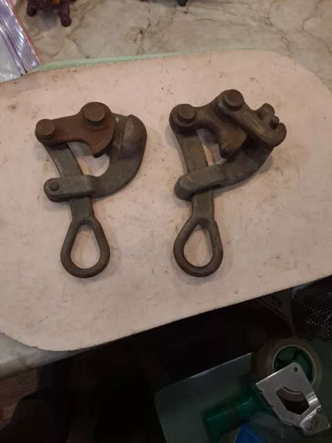 Lot of 2 Vtg M. Klein & Sons Cable Pullers #1604-20 & 1625-20 Lineman Wire Tools