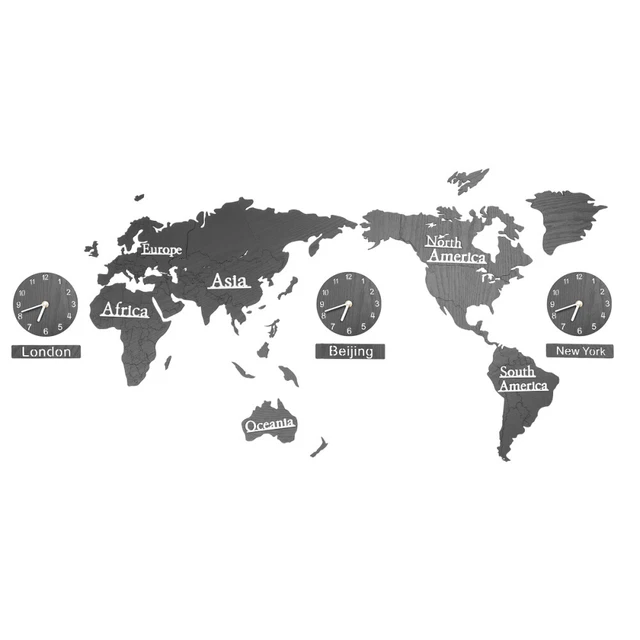 WORLD MAP CLOCK Pendulum Antique Wall Clocks Swinging Multiple Time