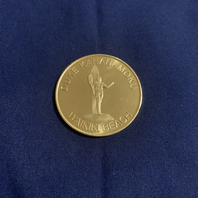 VINTAGE COLLECTIBLE DUKE Kahanamoku Waikiki Beach Hawaii Coin 5.00
