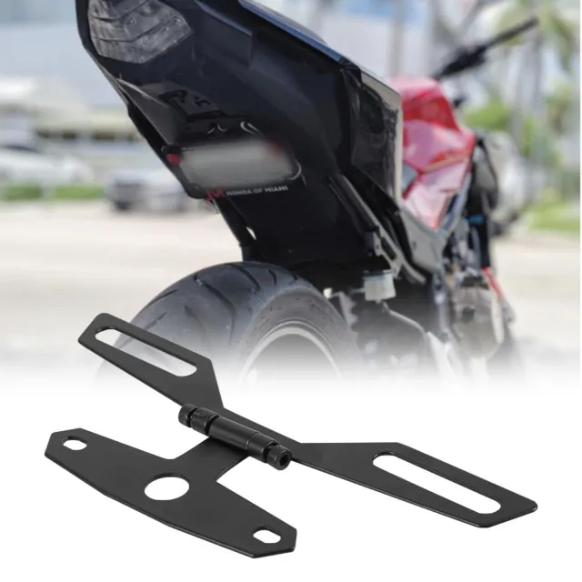 Motorcycle Folding License Plate Bracket Rear Tag Taillamp Holder Adjustable EON