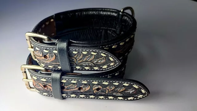 Shwaan |Genuine Leather Dog Colla|Heavy Duty| Adjustable|Hand Tooled Dog Collar