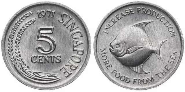Singapur - 5 Cents 1971-  FAO Welternährungsorganisation Aluminium, 1.24g KM# 8
