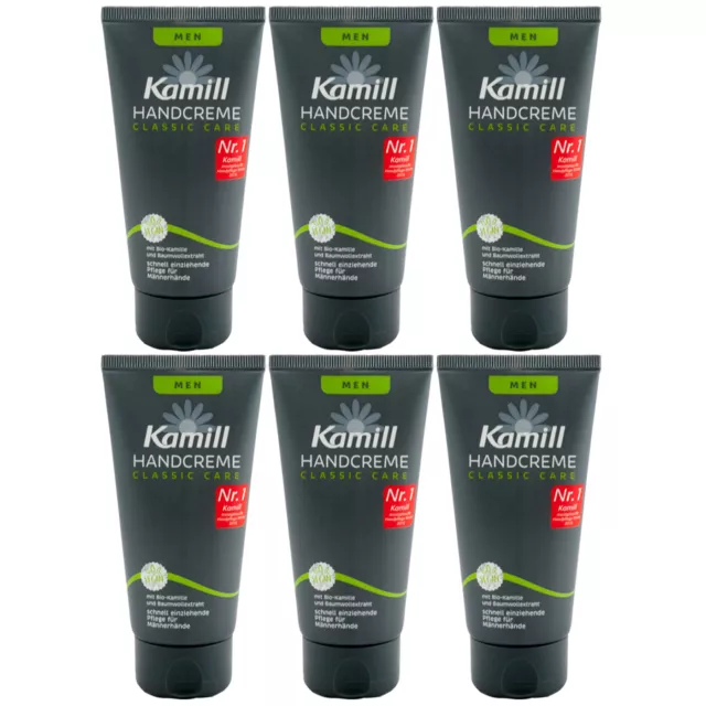 Kamill MEN Hand Creme Classic Care 6 x 75 ml schnell einziehend für Männer Hände