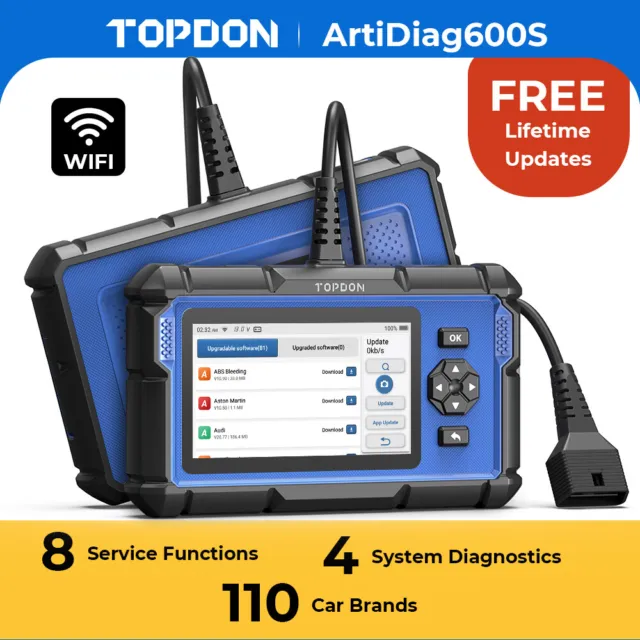 TOPDON AD600S OBD2 Scanner Car Diagnostic Tool SRS ABS SAS BMS TPMS Code Reader