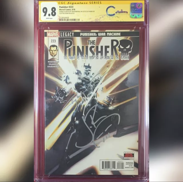 Punisher #223 Cgc 9.8 Ss Signed By Clayton Crain Jon Bernthal War Machine