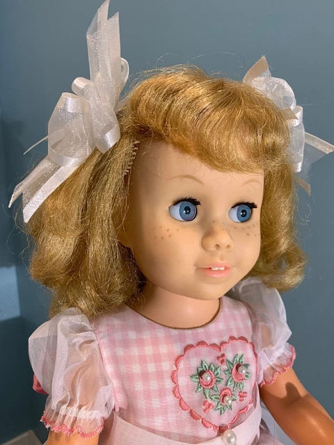 Restored Chatty Cathy Doll Canadian #4 Blonde With Blue Glassine Eyes Restored Chatty Cathy Doll Canadian #4 Blonde With Blue Glassine Eyes