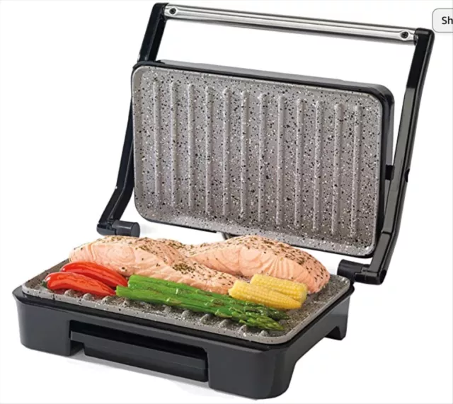 Salter Elektrischer Gesundheitsgrill & Panini Maschine, Antihaftbeschichtet, Marmor Sammlung 750 W