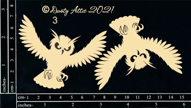 Dusty Attic Chipboard - Owls #3, DA3084 ~ 3x6