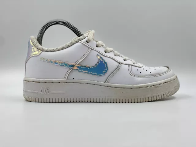 Nike Air Force 1 LV8 GS Digital Swoosh Girls White Leather Trainers UK Size 4