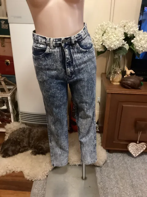 Genuine Vintage 80’s Acid Wash Jeans High Waist Tapered Leg Size 28