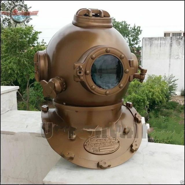 ANCIEN PLONGÉE CASQUE Américain Marine Mark V Foncé Mer Divers 18