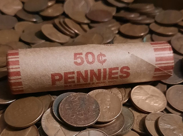 Lincoln wheat penny roll capped with Indian head ends lot #058 3